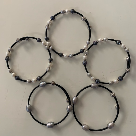 ✨Host Pick ✨ Genuine pearl sterling silver wrap bracelet 5pc set - Picture 2 of 4